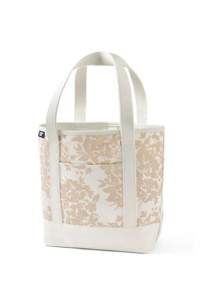 Lands' End Medium Print 5 Pocket Open Top Canvas Tote Bag In Purple