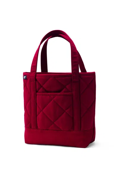 Lands' End Medium Quilted Canvas Open Top Tote In Red