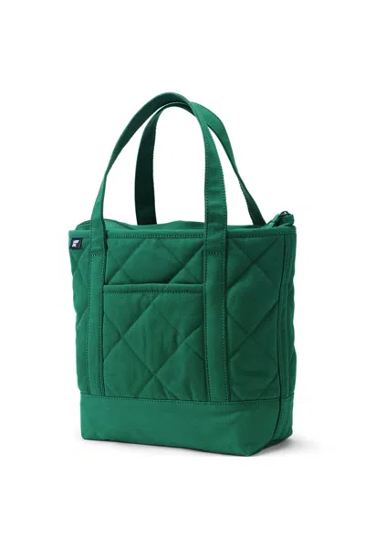 Lands' End Medium Quilted Canvas Zip Top Tote In Green