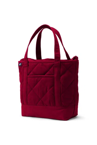 Lands' End Medium Quilted Canvas Zip Top Tote In Red