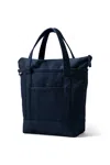 Lands' End Medium Solid Color 5 Pocket Zip Top Canvas Tote Bag In Blue
