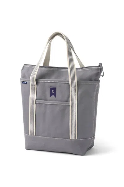 Lands' End Medium Solid Color 5 Pocket Zip Top Canvas Tote Bag In Gray