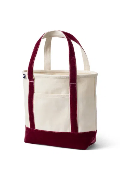 Lands' End Medium Velvet Open Top Canvas Tote In Ivory