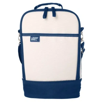 Lands' End Medium Wine Cooler Bag With 2 Bpa-free Glasses, Insulated Wine Bag For Travel In Blue