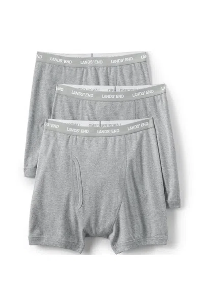 Lands' End Men's 3 Pack Knit Boxer Briefs In Gray
