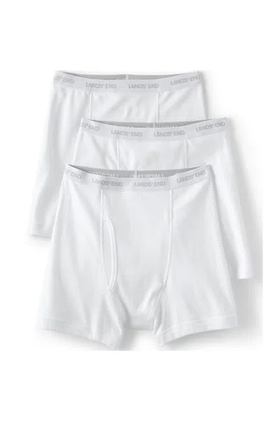 Lands' End Men's 3 Pack Knit Boxer Briefs In White