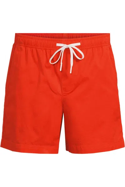Lands' End Men's 5.5" Lightweight Twill Easy Shorts In Orange