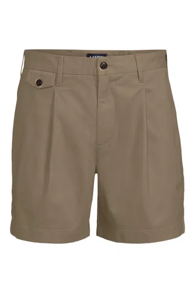 Lands' End Men's 6" Relaxed Fit Pleated Knockabout Shorts In Brown