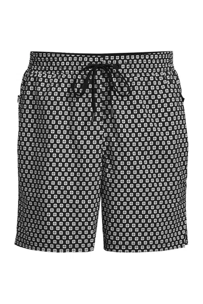 Lands' End Men's 7 Inch Volley Hydroliner Swim Trunks In Black