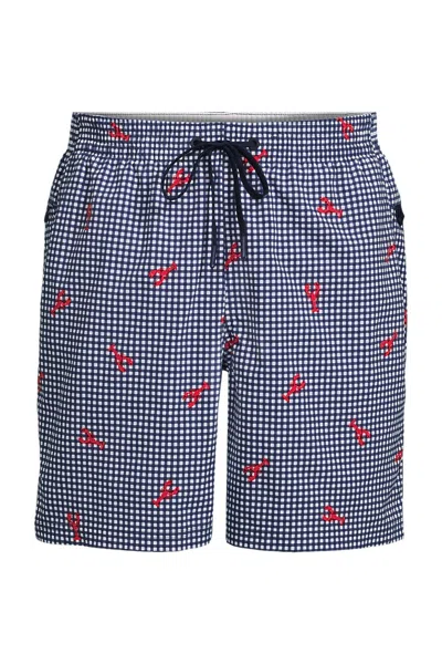 Lands' End Men's 7 Inch Volley Hydroliner Swim Trunks In Blue