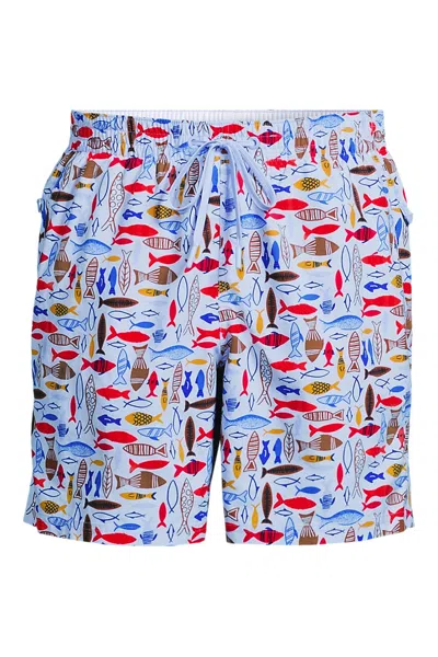 Lands' End Men's 7 Inch Volley Hydroliner Swim Trunks In Blue