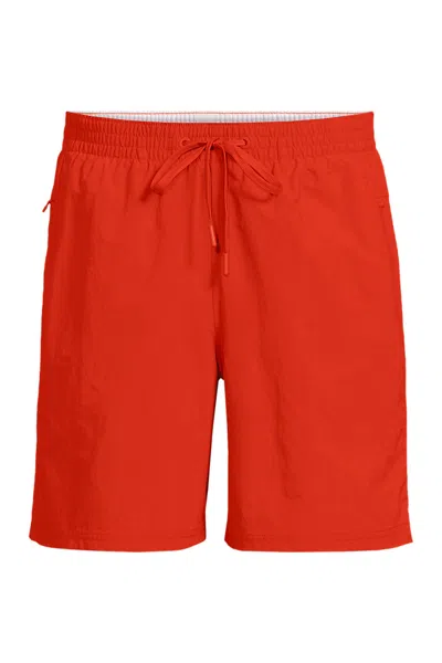 Lands' End Men's 7 Inch Volley Hydroliner Swim Trunks In Orange