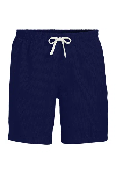 Lands' End Men's 7" Seersucker Beach To Boardwalk Pull On Shorts In Blue