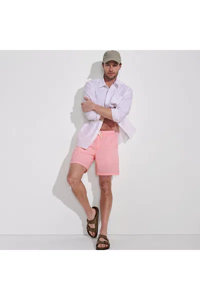 Lands' End Men's 7" Seersucker Beach To Boardwalk Pull On Shorts In Pink