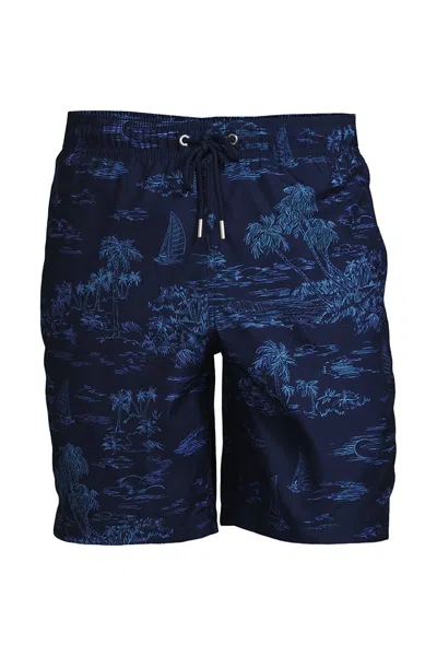 Lands' End Men's 8" Solid Volley Swim Trunks In Blue