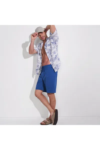 Lands' End Men's 9 Inch Packable Cargo Swim Shorts In Blue
