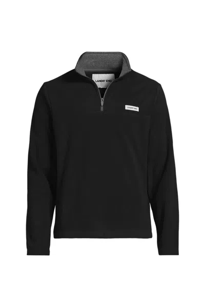 Lands' End Men's Anyweather Fleece Quarter Zip Pullover In Black