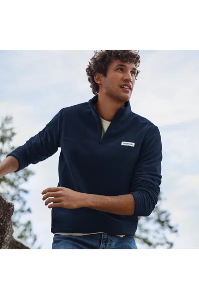Lands' End Men's Anyweather Fleece Quarter Zip Pullover In Blue
