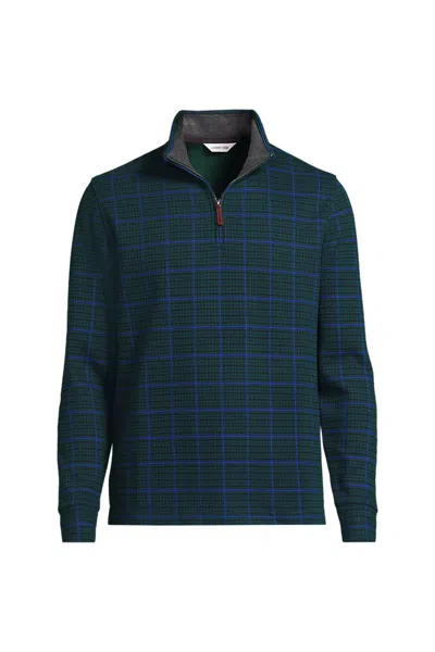 Lands' End Men's Bedford Rib Casual Quarter Zip Pullover Sweater In Blue