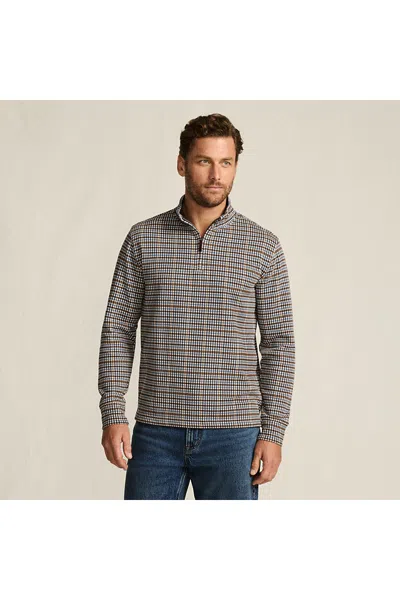 Lands' End Men's Bedford Rib Casual Quarter Zip Pullover Sweater In Gray