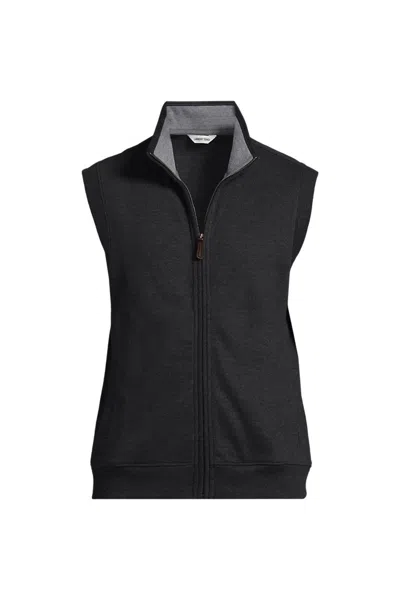 Lands' End Men's Bedford Rib Full Zip Vest In Black