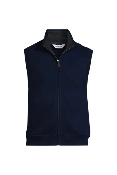 Lands' End Men's Bedford Rib Full Zip Vest In Blue