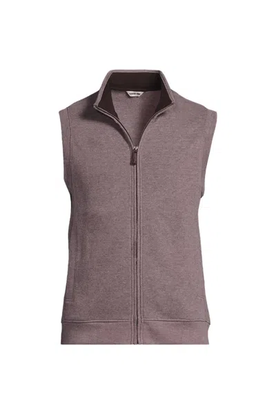 Lands' End Men's Bedford Rib Full Zip Vest In Brown