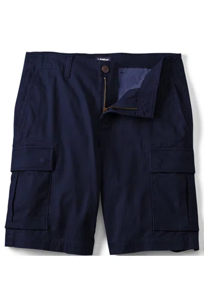 Lands' End Men's Big 10.5" Traditional Fit Stretch Knockabout Cargo Shorts In Blue