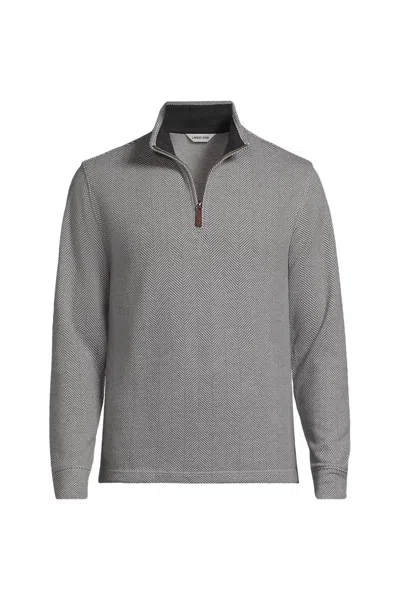 Lands' End Men's Big And Tall Bedford Rib Casual Quarter Zip Pullover Sweater In Gray