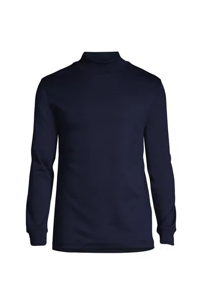 Lands' End Men's Big And Tall Cotton Supima Mock Turtleneck In Blue