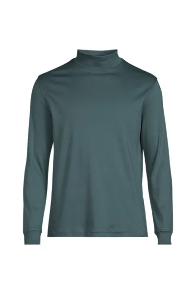 Lands' End Men's Big And Tall Cotton Supima Mock Turtleneck In Green