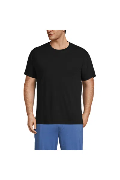 Lands' End Men's Big And Tall Crewneck Undershirt 3 Pack In Black