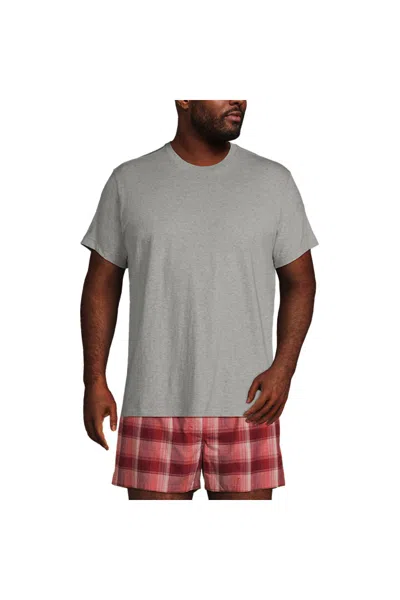 Lands' End Men's Big And Tall Crewneck Undershirt 3 Pack In Gray