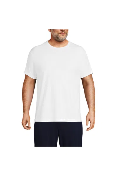 Lands' End Men's Big And Tall Crewneck Undershirt 3 Pack In White