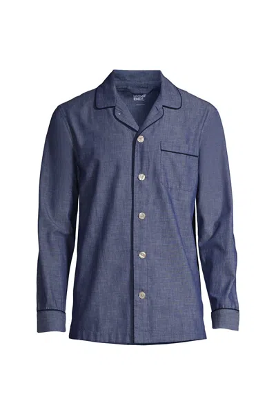 Lands' End Men's Big And Tall Essential Pajama Shirt In Blue