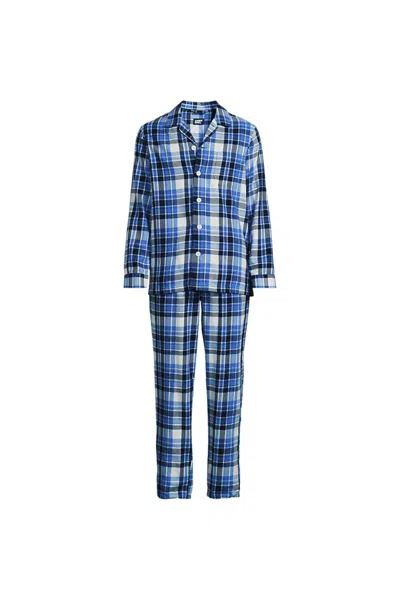 Lands' End Men's Big And Tall Flannel Pajama Set In Blue