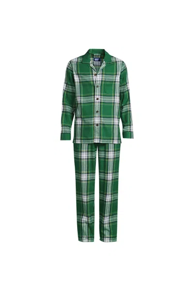 Lands' End Men's Big And Tall Flannel Pajama Set In Green