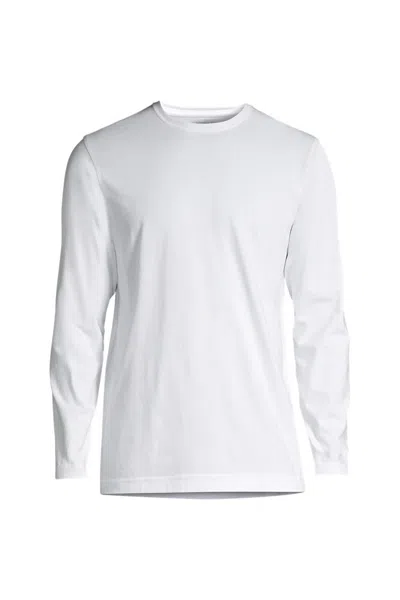Lands' End Men's Big And Tall Long Sleeve Cotton Supima Tee In White