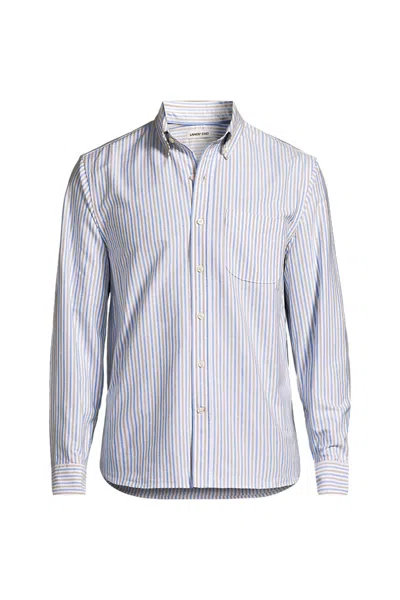 Lands' End Men's Big And Tall Long Sleeve Easy Fit Sail Rigger Oxford Shirt In Blue