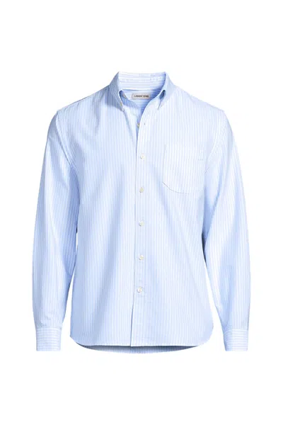 Lands' End Men's Big And Tall Long Sleeve Easy Fit Sail Rigger Oxford Shirt In Blue