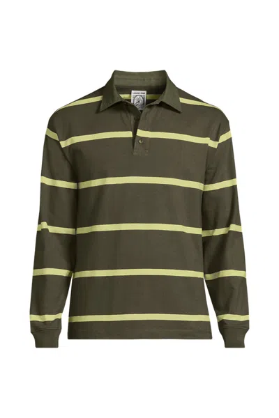 Lands' End Men's Big And Tall Long Sleeve Rugged Rugby Polo In Green