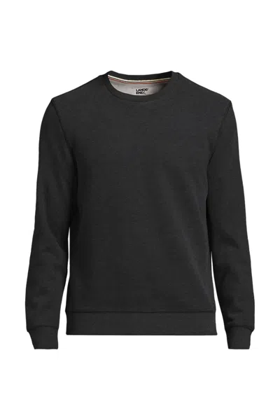Lands' End Men's Big And Tall Long Sleeve Serious Sweats Crew Sweatshirt In Black