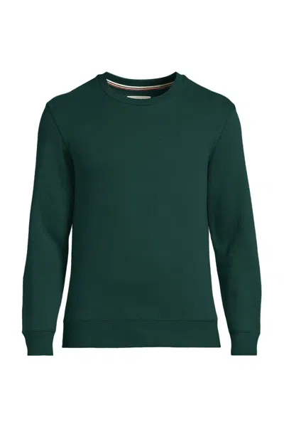 Lands' End Men's Big And Tall Long Sleeve Serious Sweats Crew Sweatshirt In Green