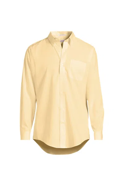 Lands' End Men's Big And Tall No Iron Supima Cotton Pinpoint Buttondown Collar Dress Shirt In Yellow