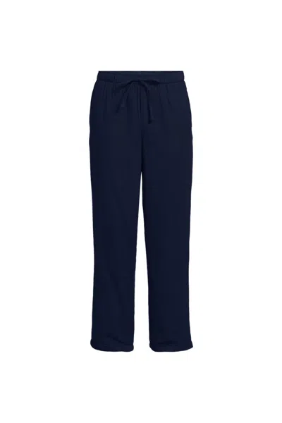 Lands' End Men's Big And Tall Sherpa Fleece Lined Flannel Pajama Pants In Blue