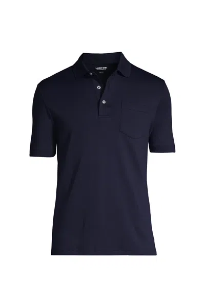 Lands' End Men's Big And Tall Short Sleeve Cotton Supima Polo Shirt With Pocket In Blue