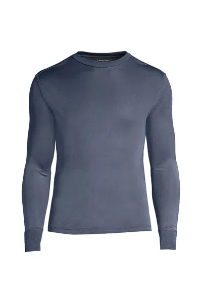 Lands' End Men's Big And Tall Silk Long Underwear Crew Neck In Gray