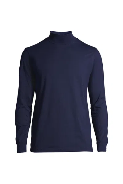 Lands' End Men's Big & Tall Super-t Mock Turtleneck In Blue