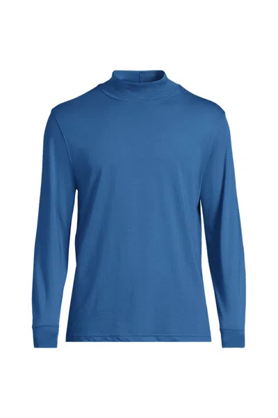Lands' End Men's Big & Tall Super-t Mock Turtleneck In Blue