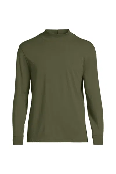 Lands' End Men's Big & Tall Super-t Mock Turtleneck In Green